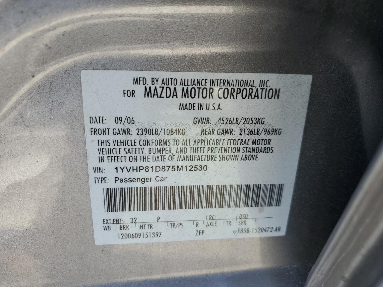 2007 MAZDA 6