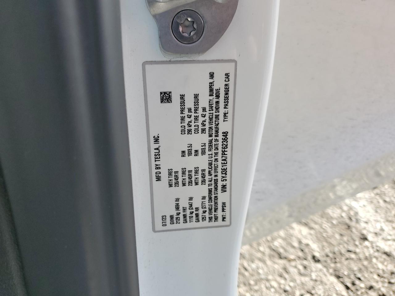 2023 TESLA MODEL 3