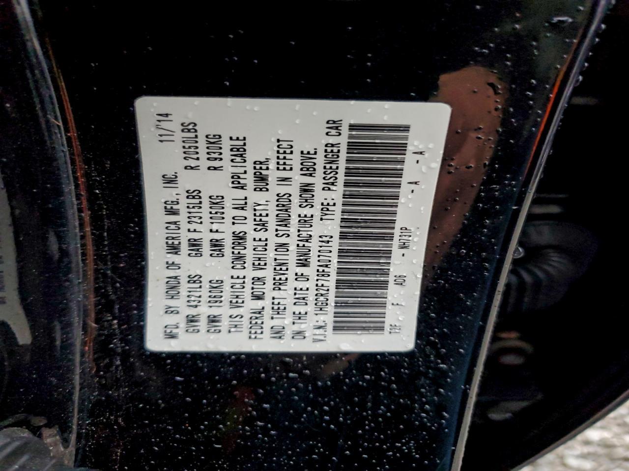 2015 HONDA ACCORD