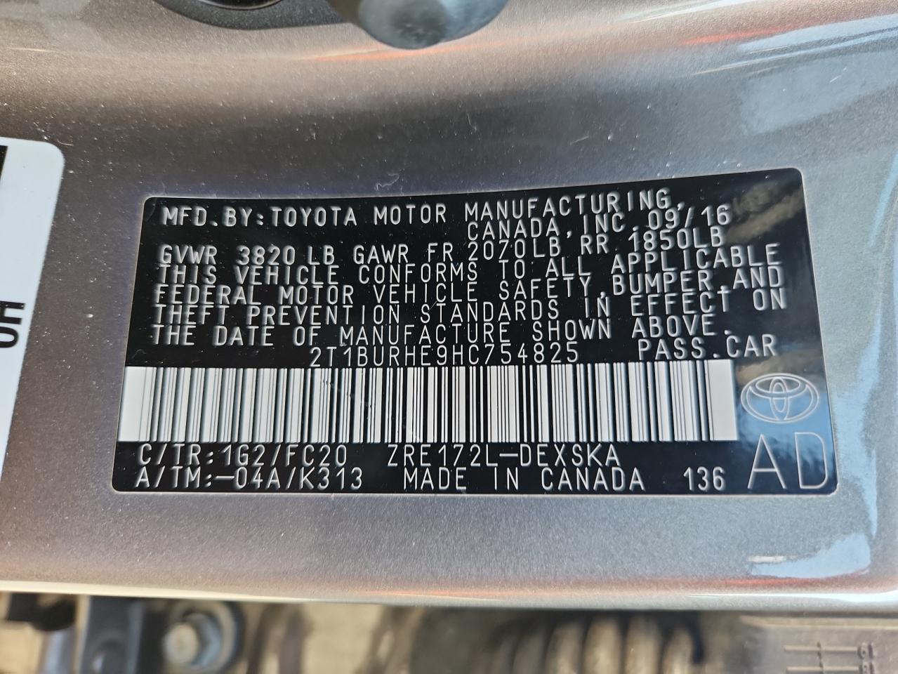 2017 TOYOTA COROLLA