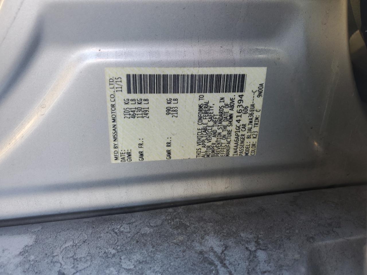 2016 NISSAN Maxima