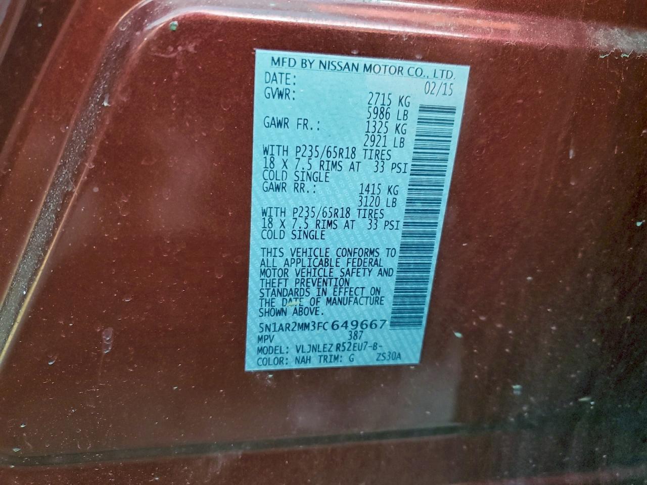 2015 NISSAN PATHFINDER