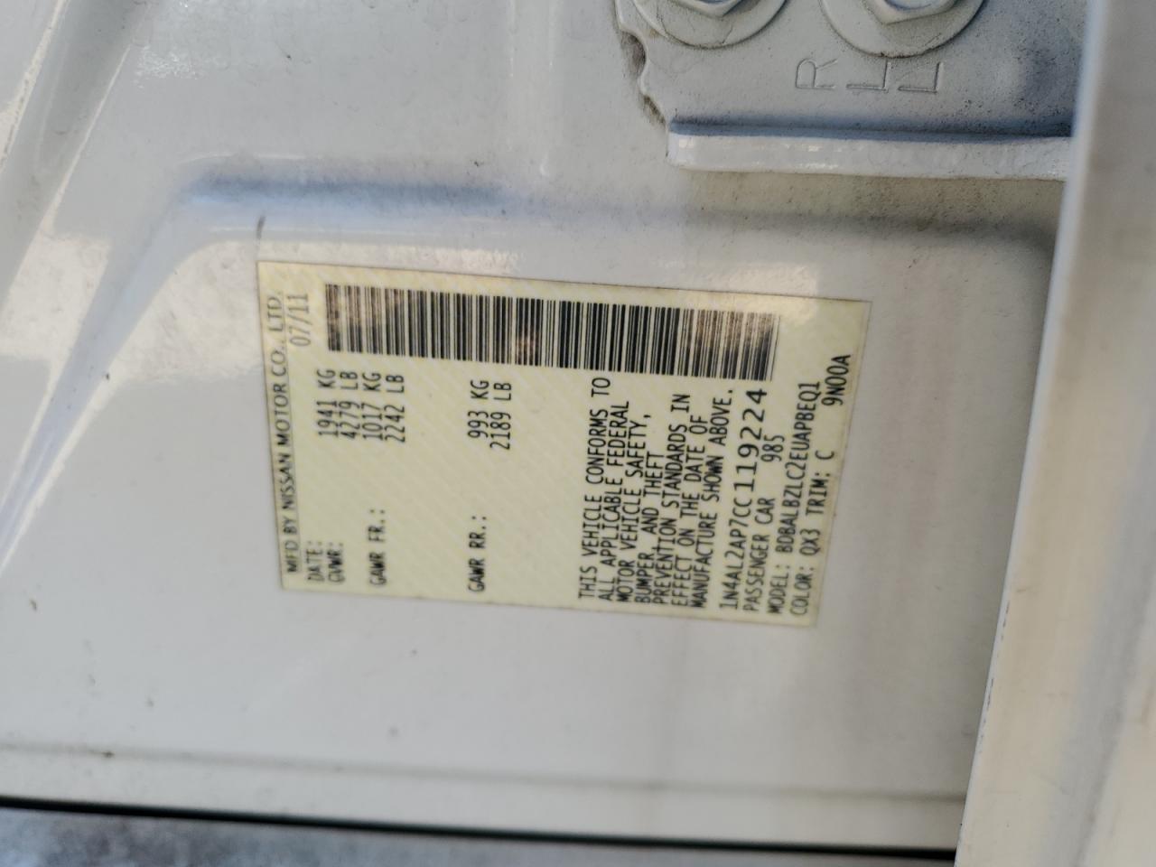2012 NISSAN ALTIMA