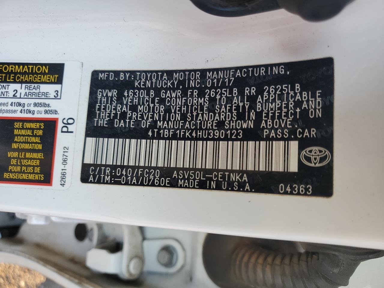 2017 TOYOTA CAMRY