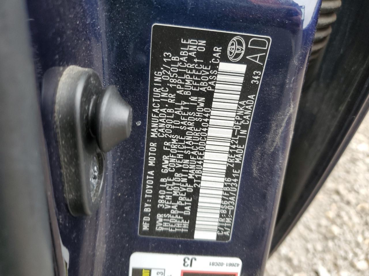 2013 TOYOTA COROLLA