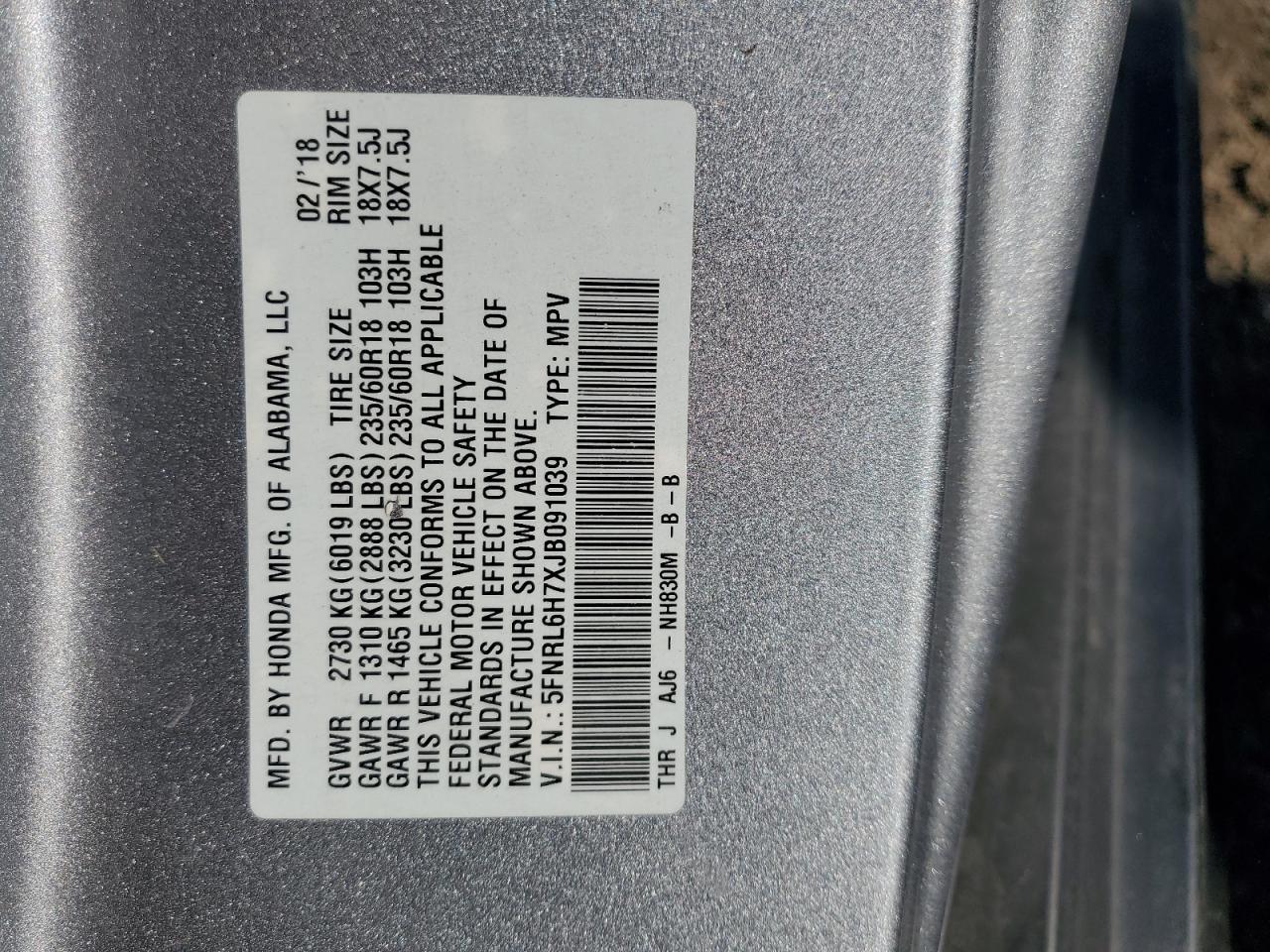 2018 HONDA ODYSSEY