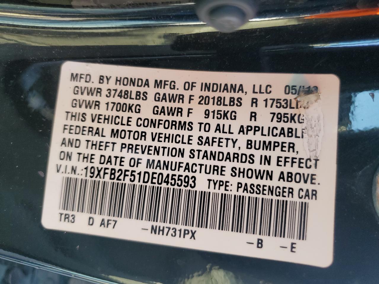 2013 HONDA CIVIC