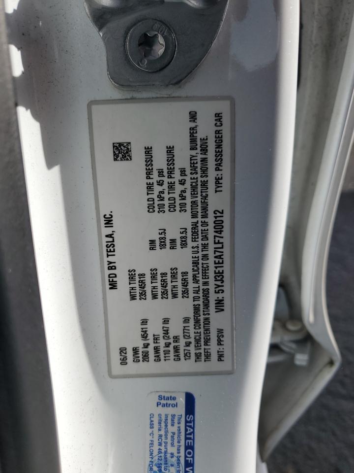 2020 TESLA MODEL 3