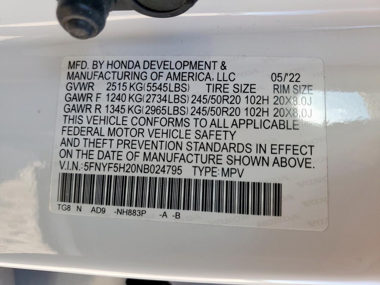 2022 HONDA PILOT