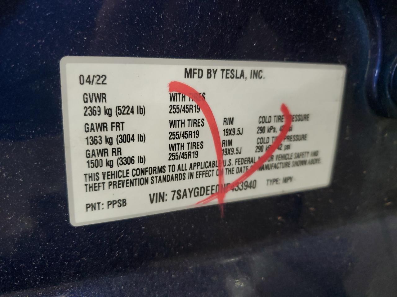 2022 TESLA MODEL Y
