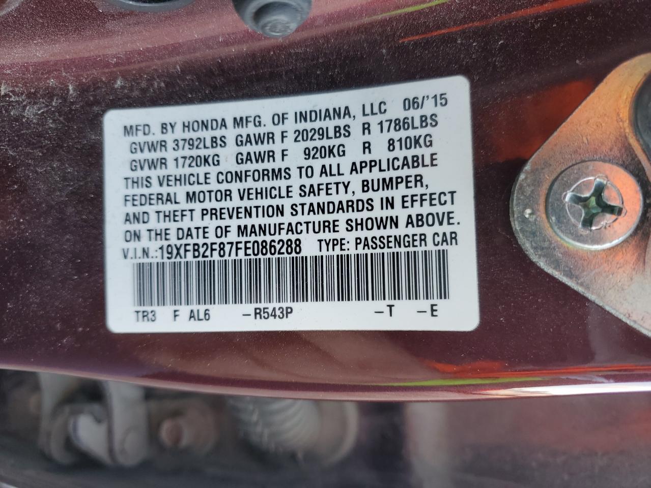 2015 HONDA CIVIC