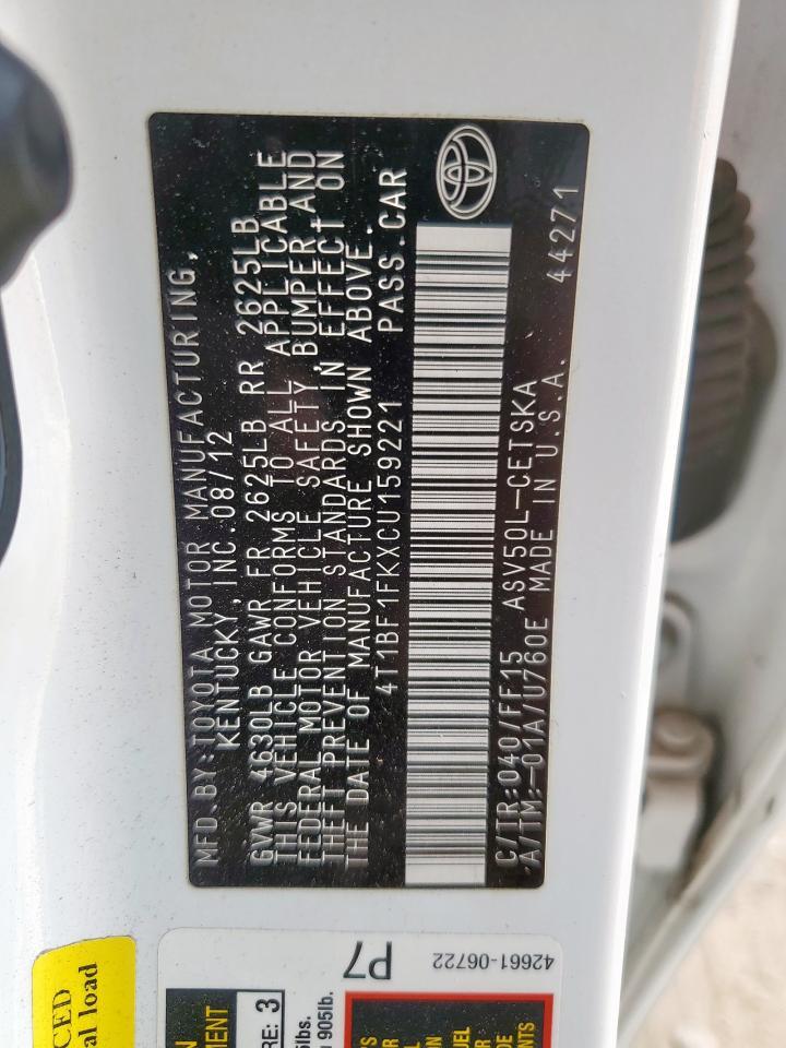 2012 TOYOTA CAMRY