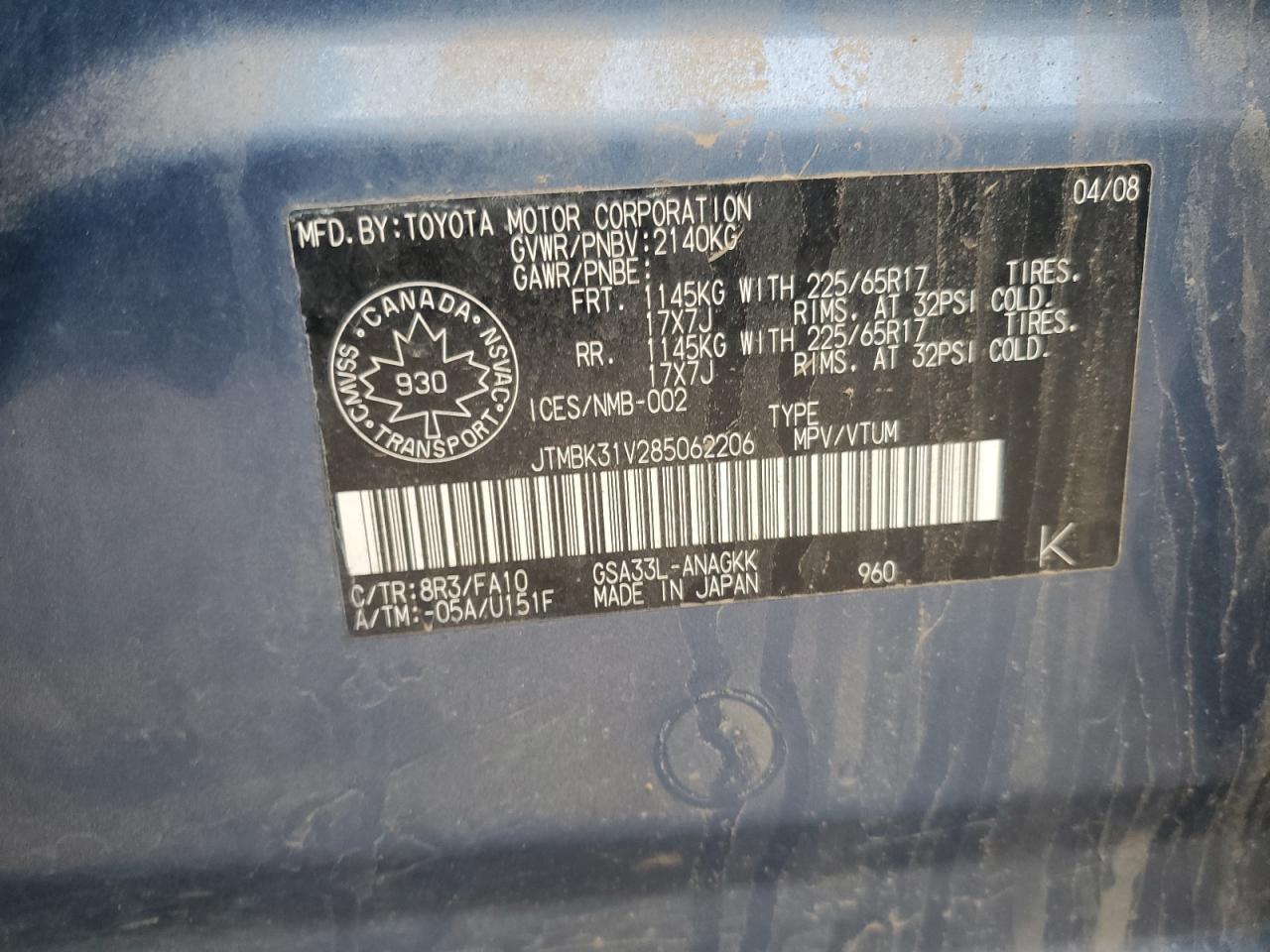 2008 TOYOTA RAV4