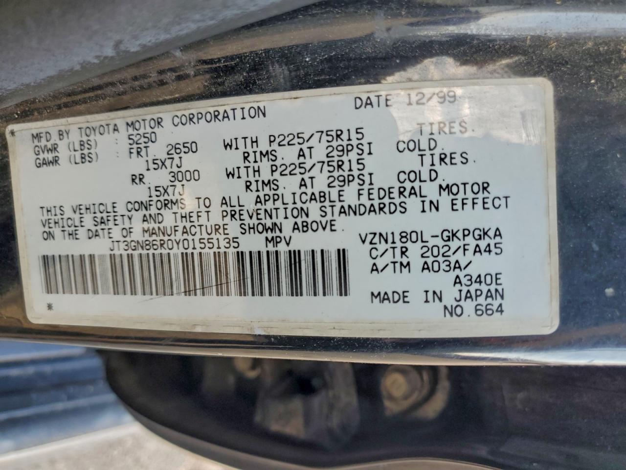 2000 TOYOTA 4Runner