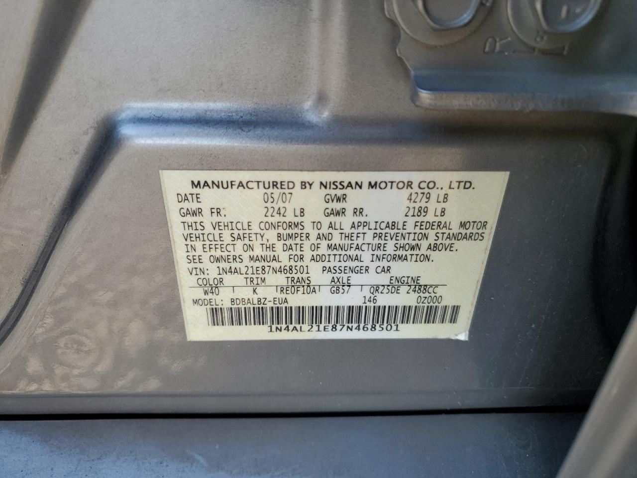 2007 NISSAN ALTIMA