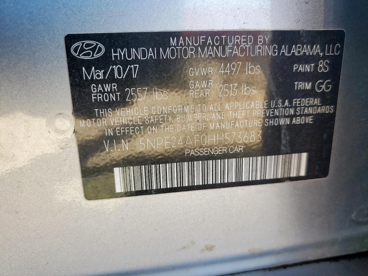 2017 HYUNDAI SONATA