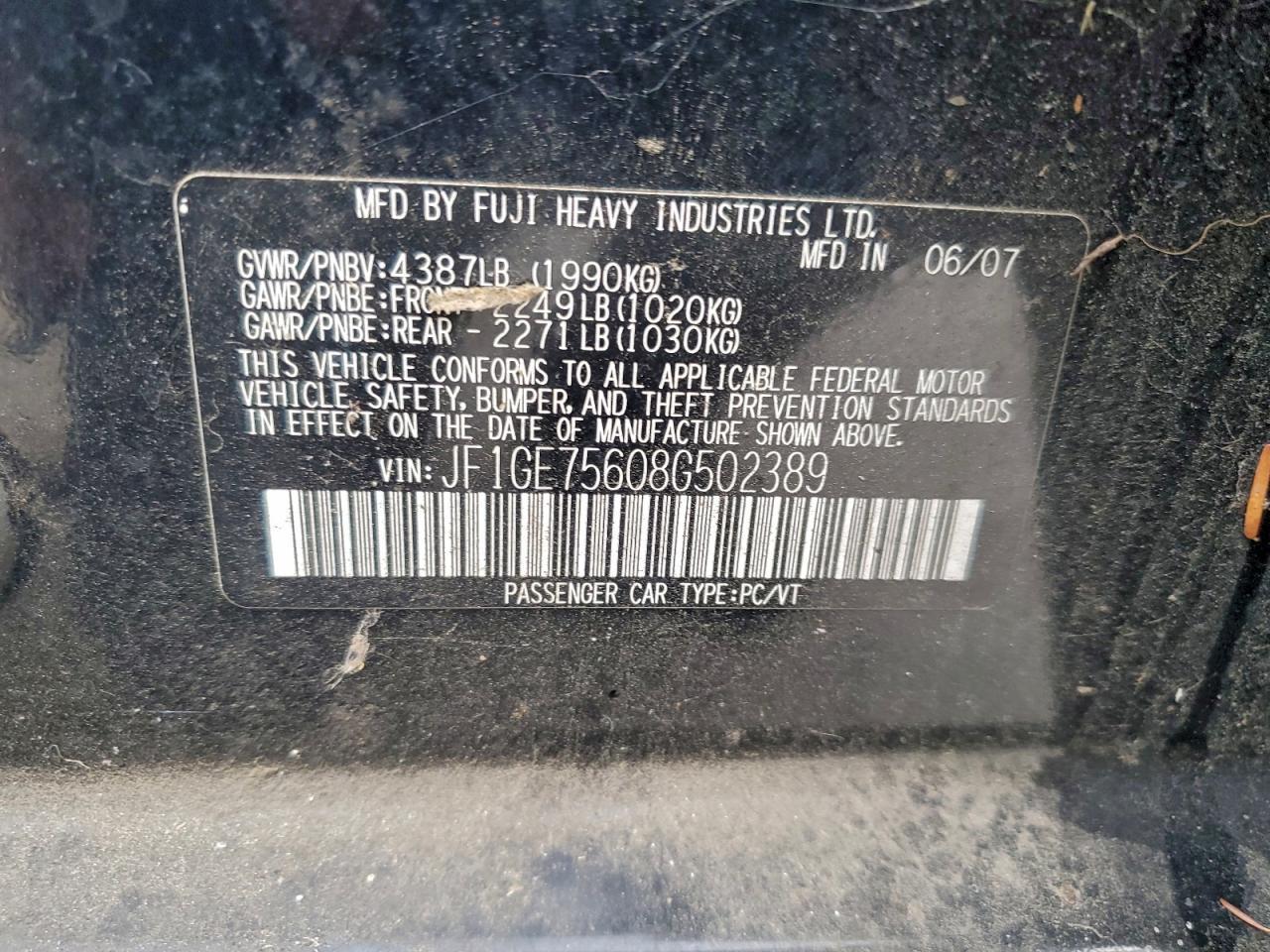 2008 SUBARU IMPREZA