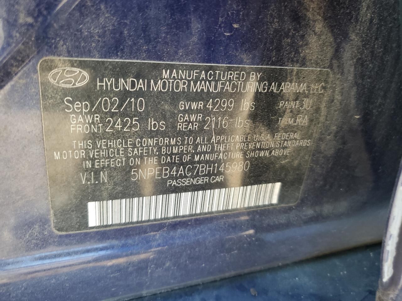 2011 HYUNDAI SONATA