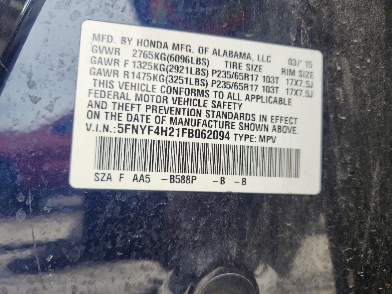 2015 HONDA PILOT