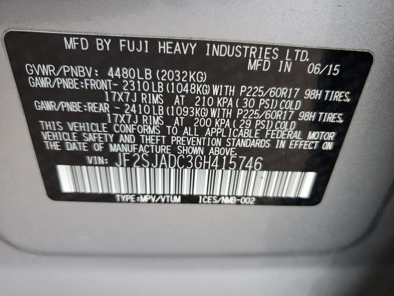 2016 SUBARU FORESTER