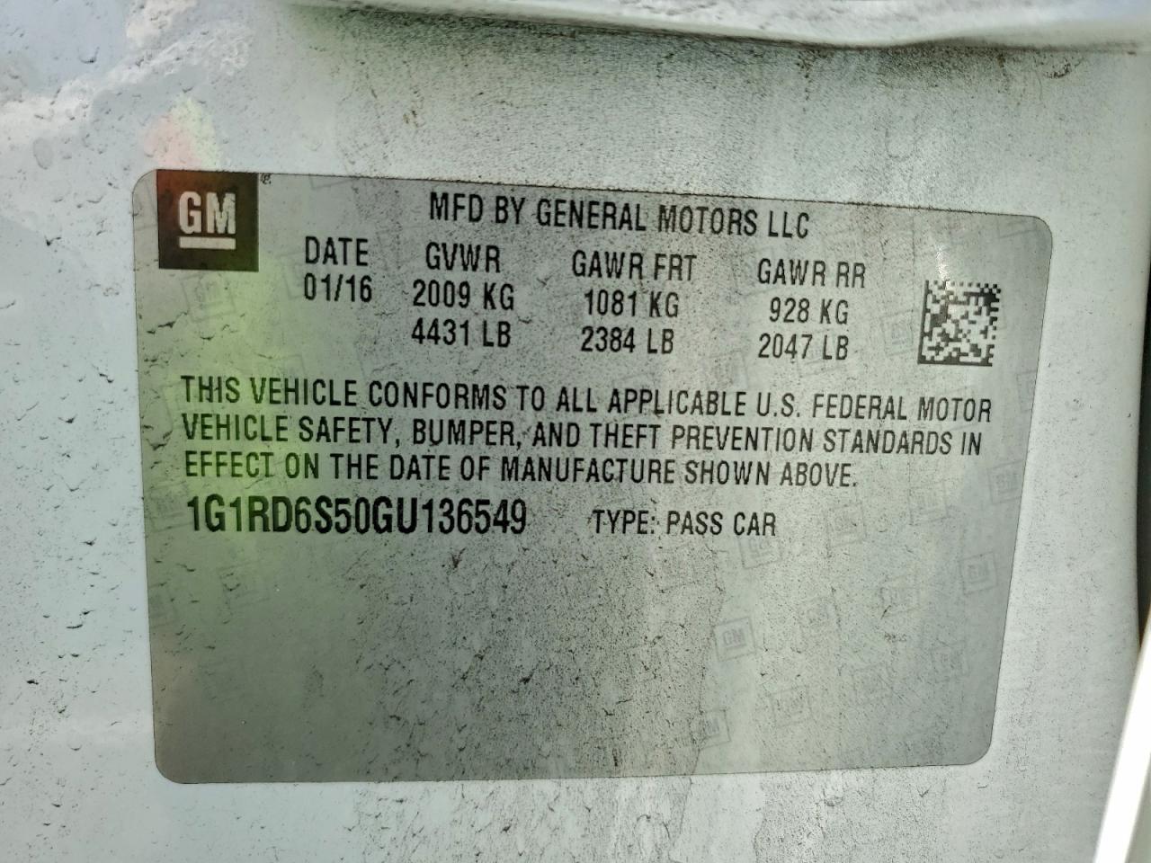 2016 CHEVROLET VOLT
