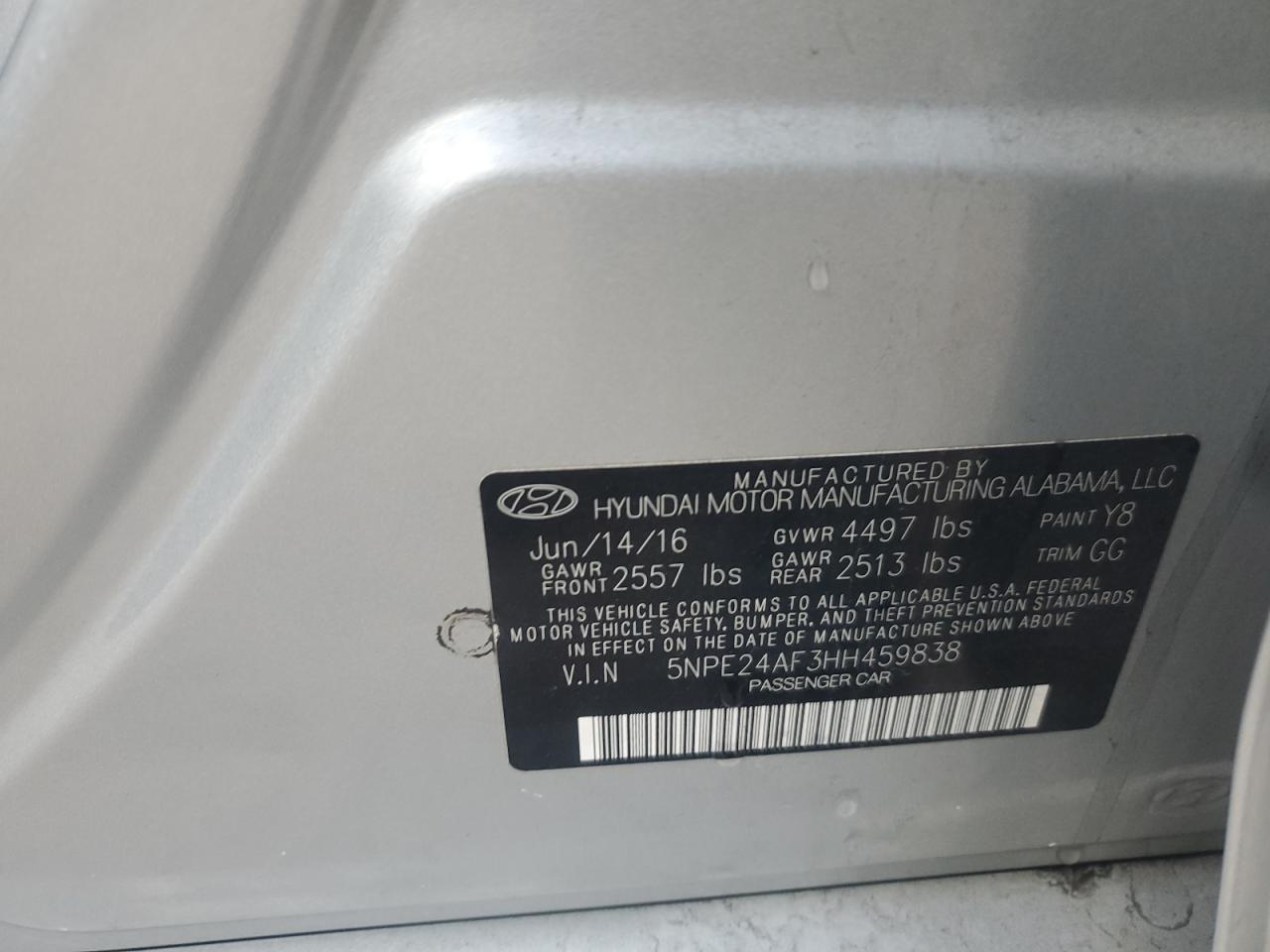 2017 HYUNDAI SONATA