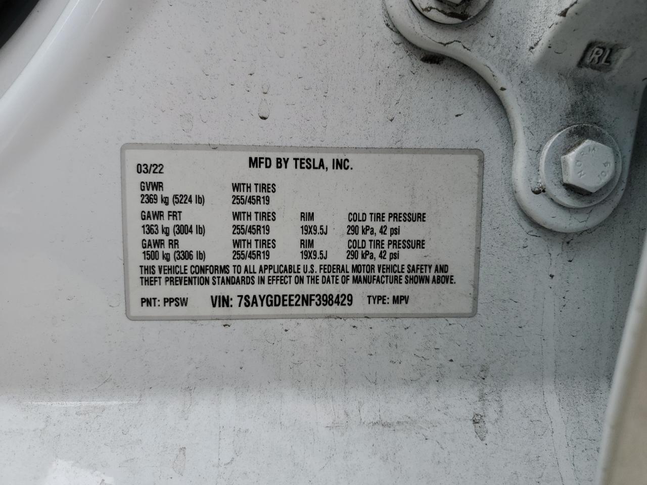 2022 TESLA MODEL Y
