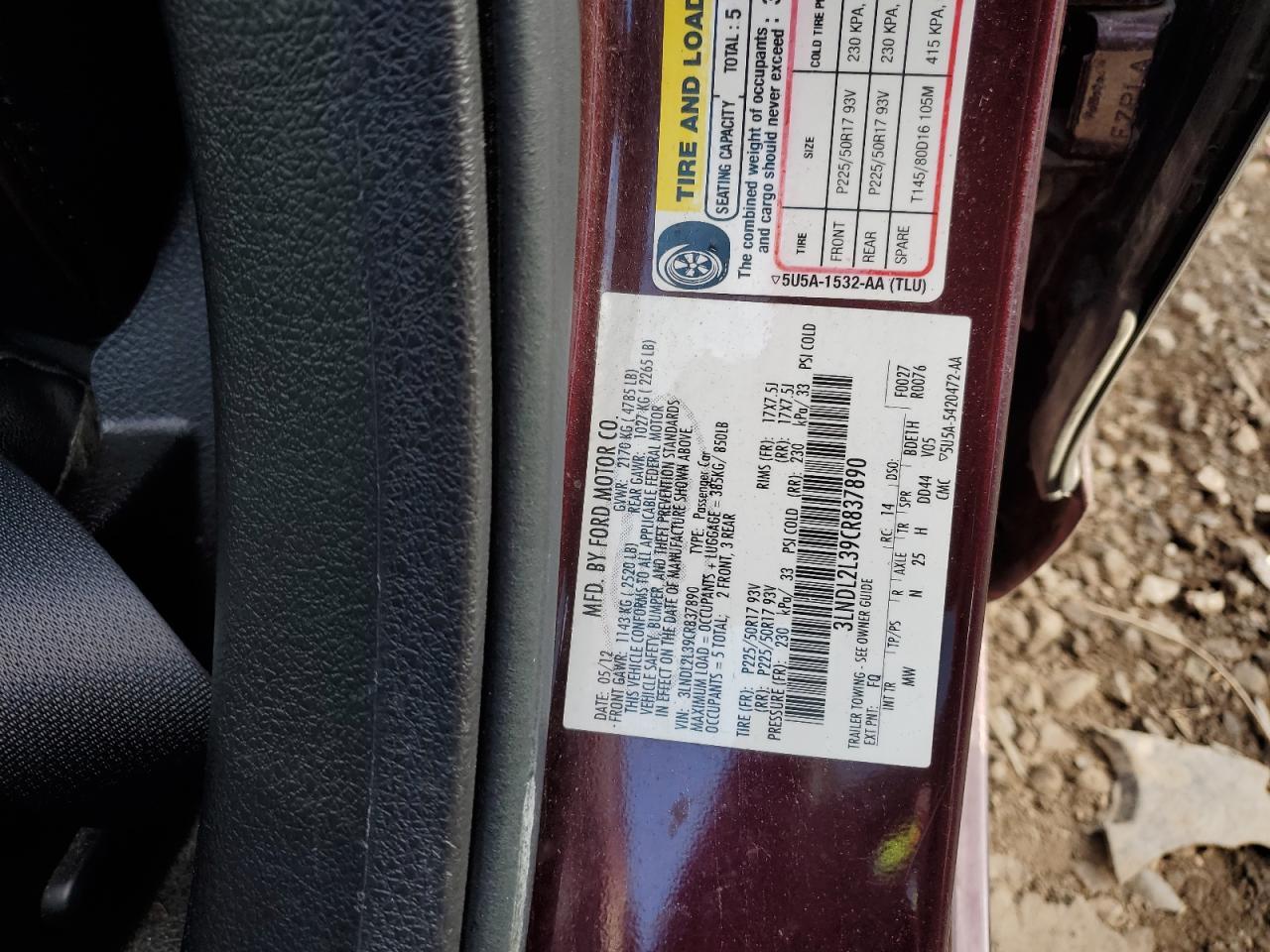 2012 LINCOLN MKZ