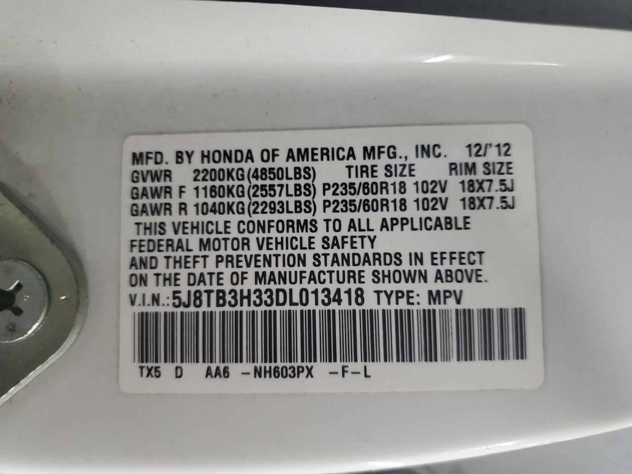 2013 ACURA RDX