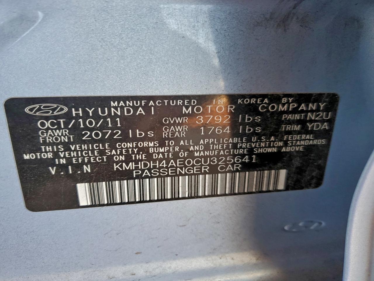 2012 HYUNDAI ELANTRA