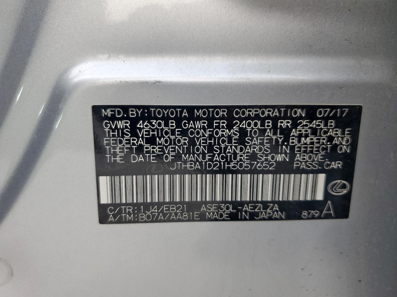 2017 LEXUS IS 200t