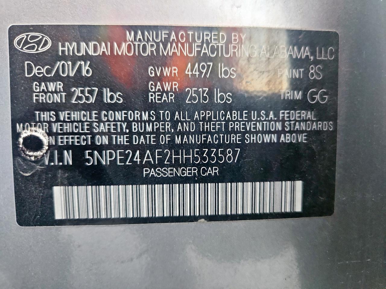 2017 HYUNDAI SONATA