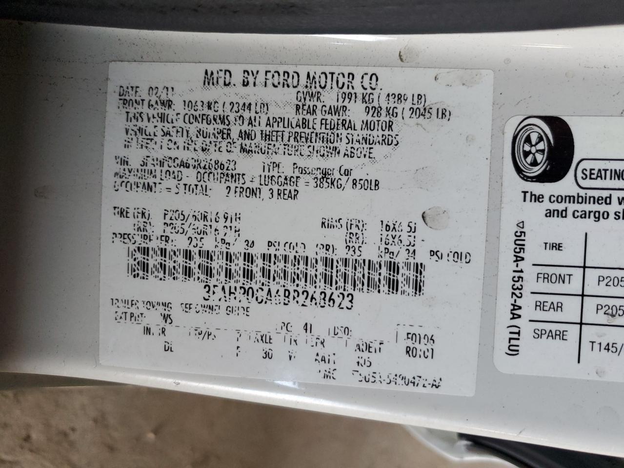 2011 FORD FUSION
