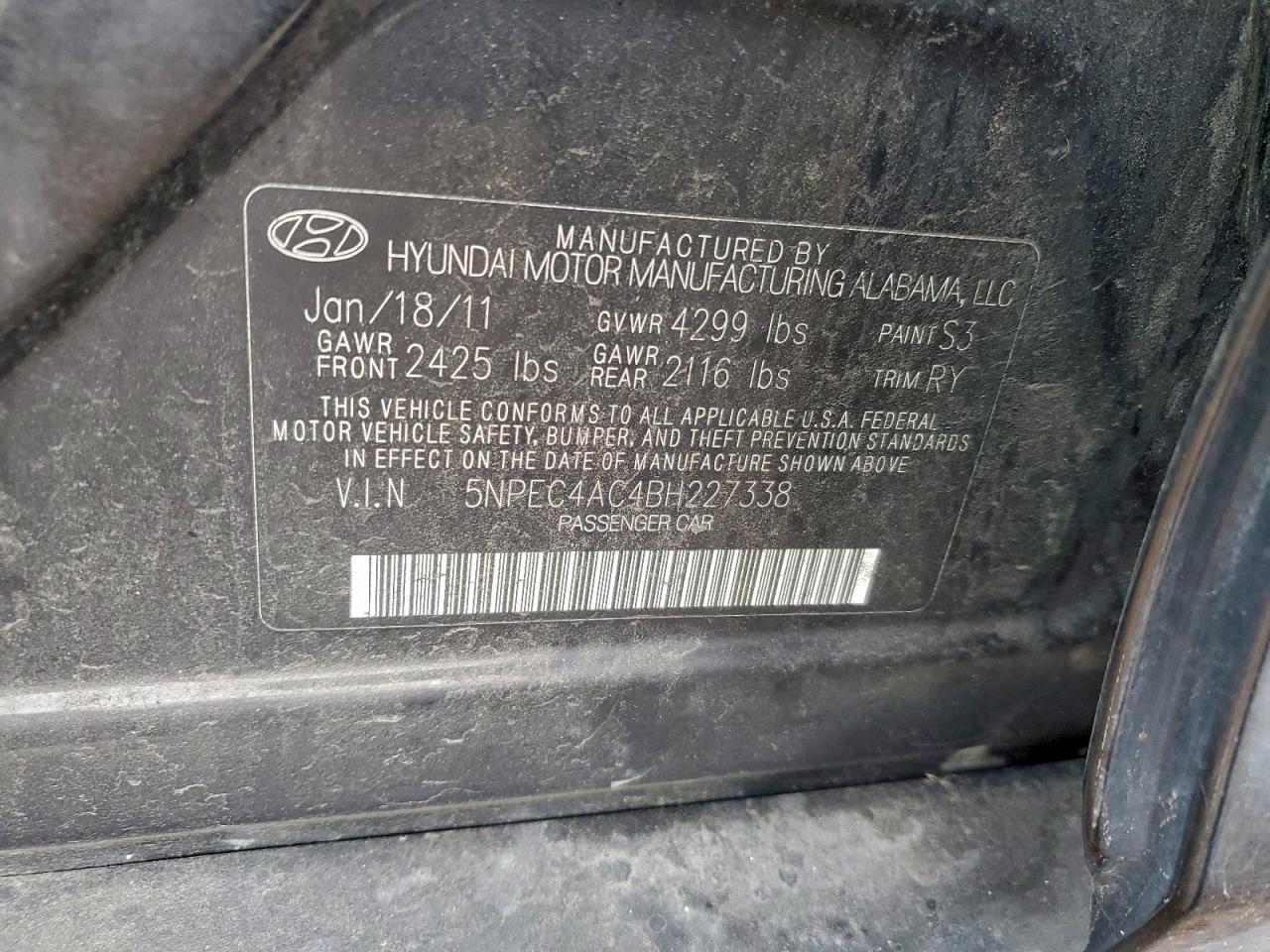 2011 HYUNDAI SONATA