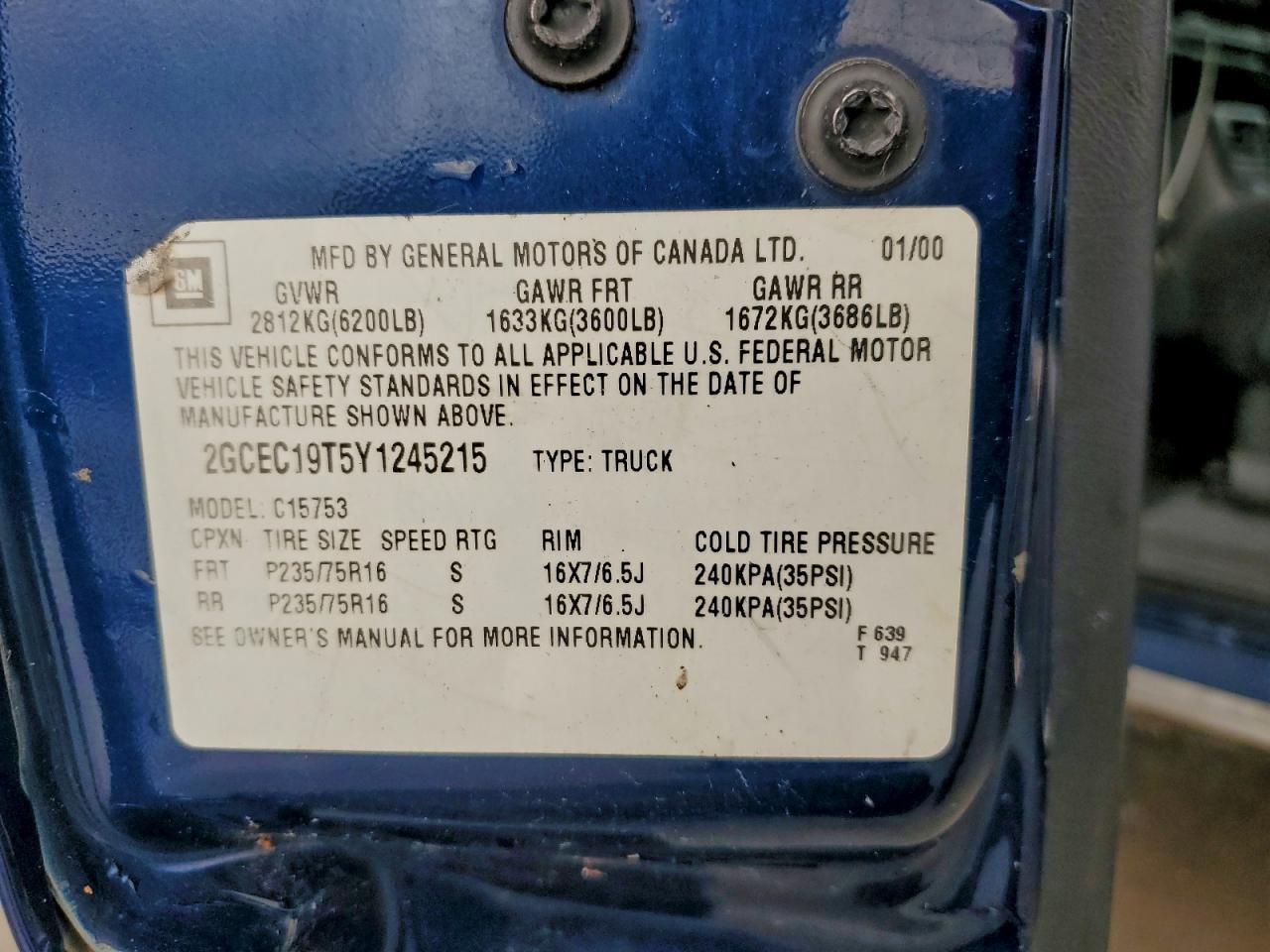 2000 CHEVROLET SILVERADO 1500