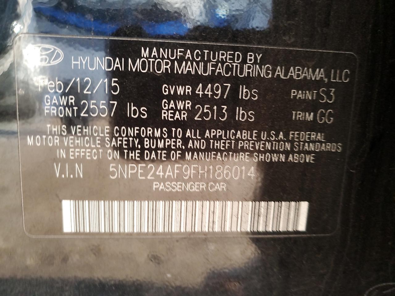 2015 HYUNDAI SONATA