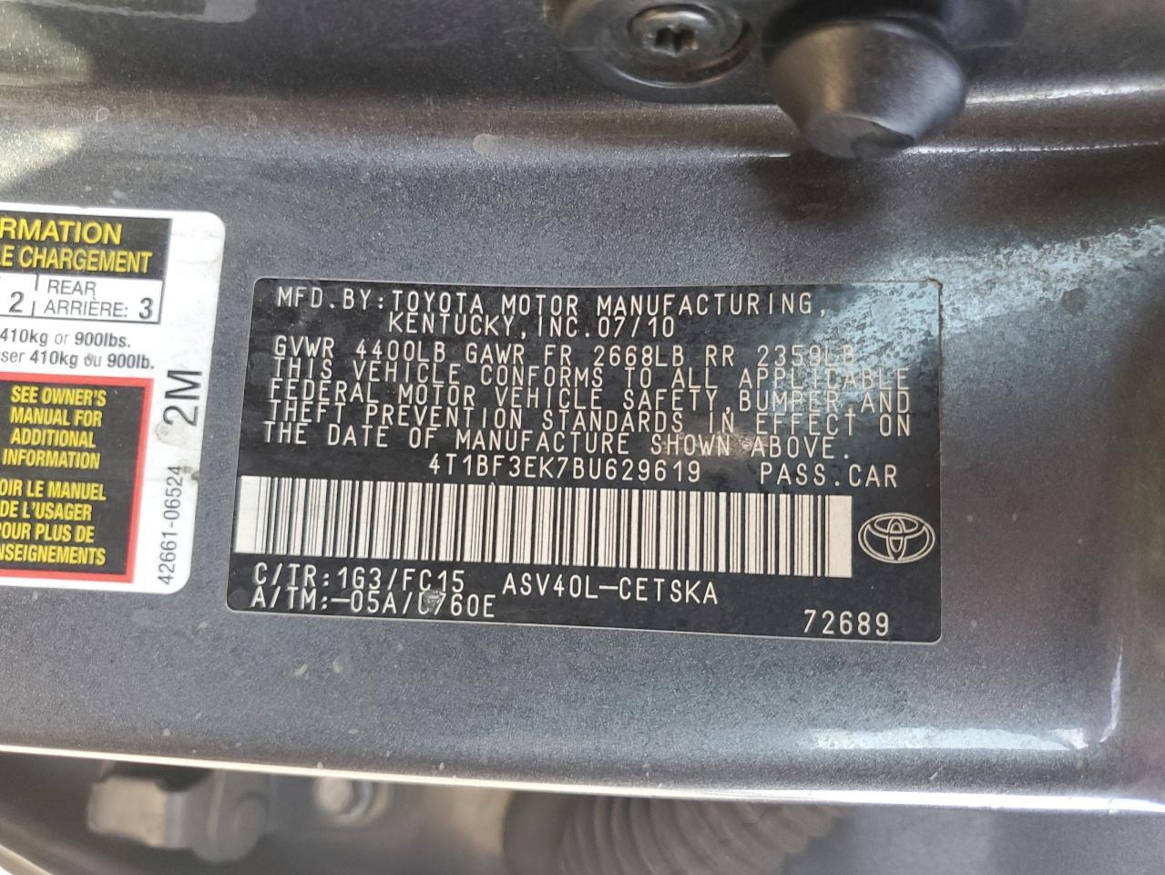 2011 TOYOTA CAMRY