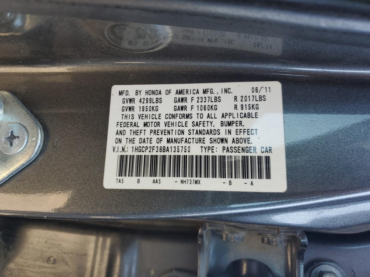 2011 HONDA ACCORD