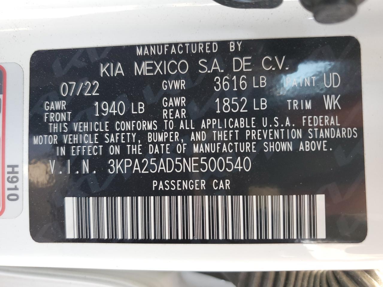 2022 KIA RIO