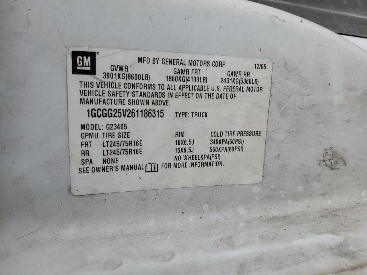 2006 CHEVROLET EXPRESS 2500