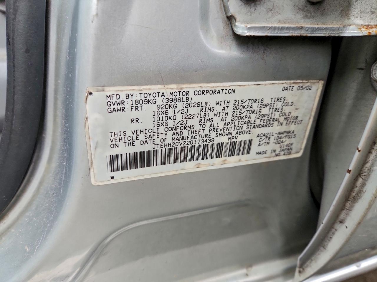 2002 TOYOTA RAV4