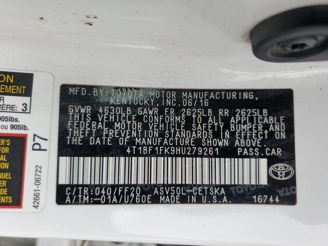 2017 TOYOTA CAMRY