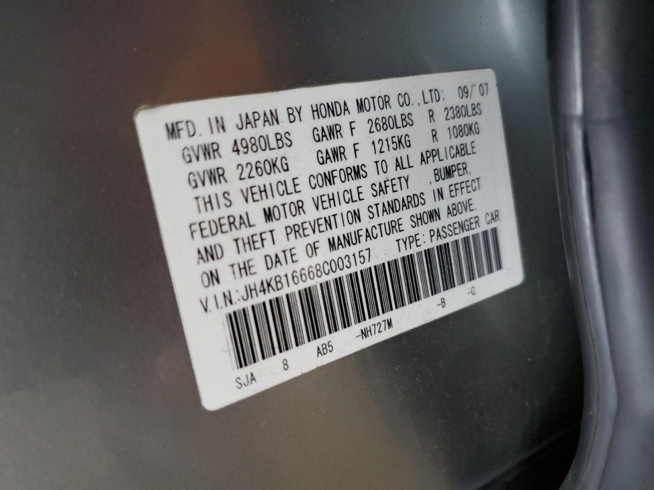 2008 ACURA RL