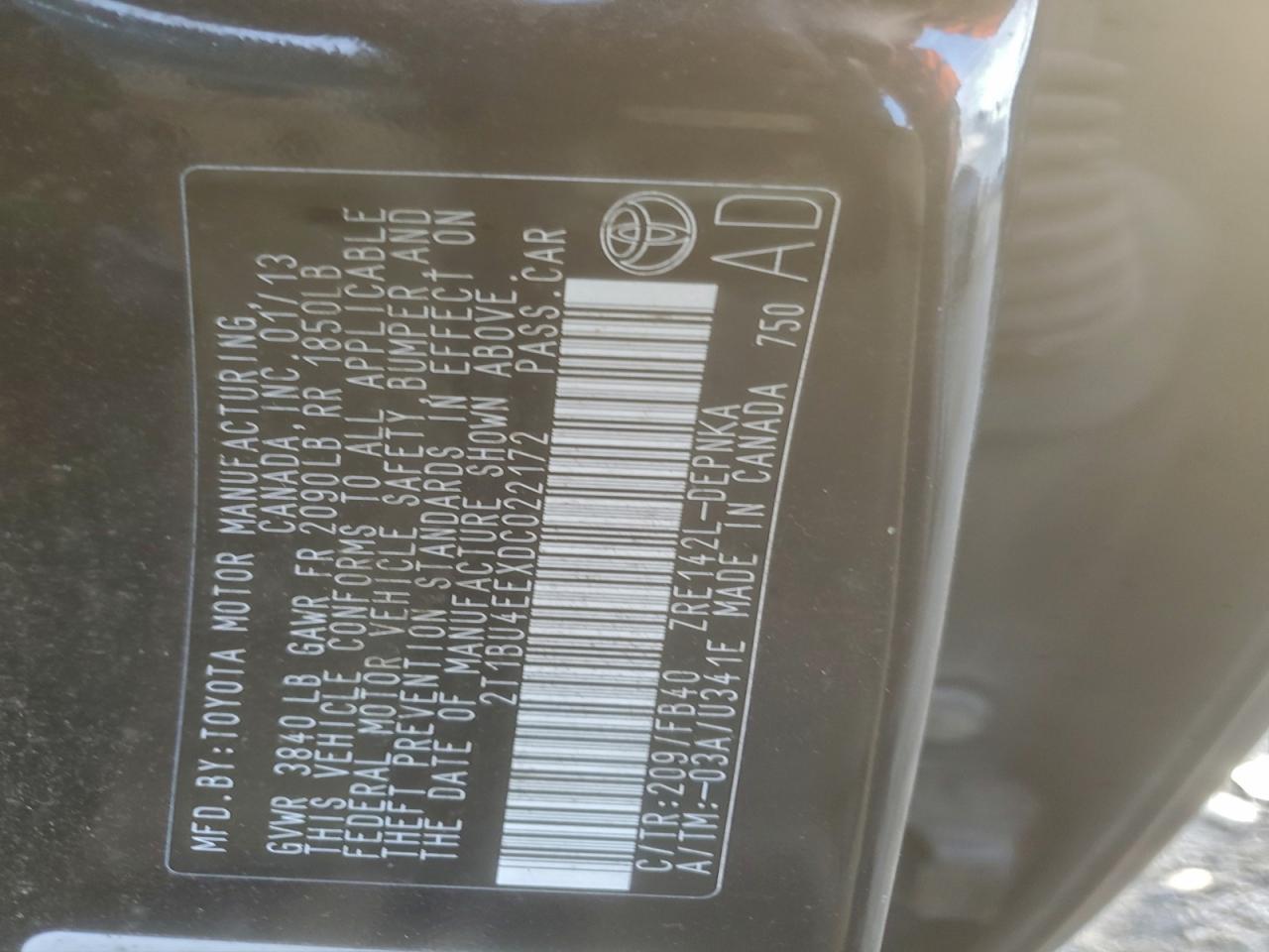 2013 TOYOTA COROLLA