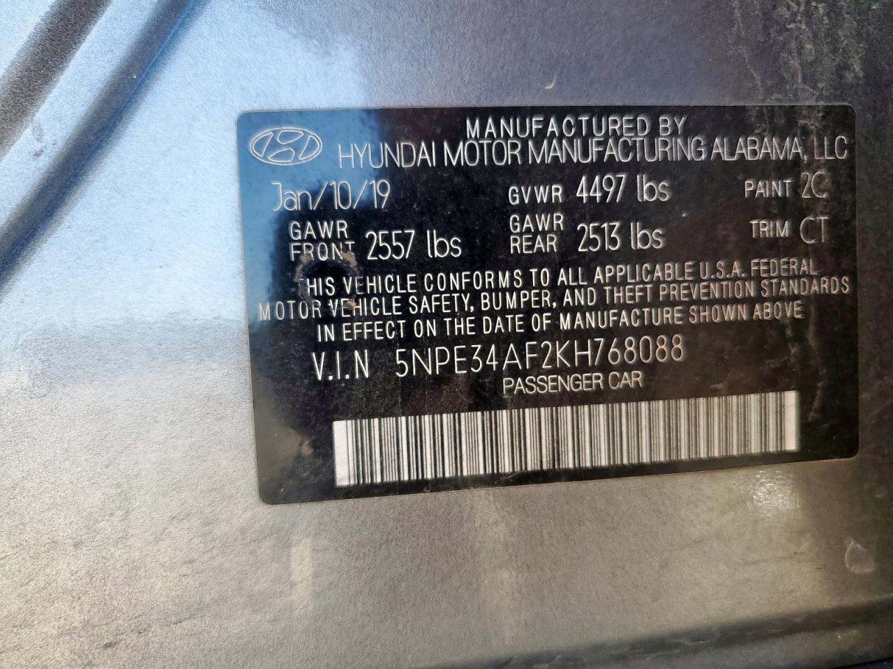 2019 HYUNDAI SONATA