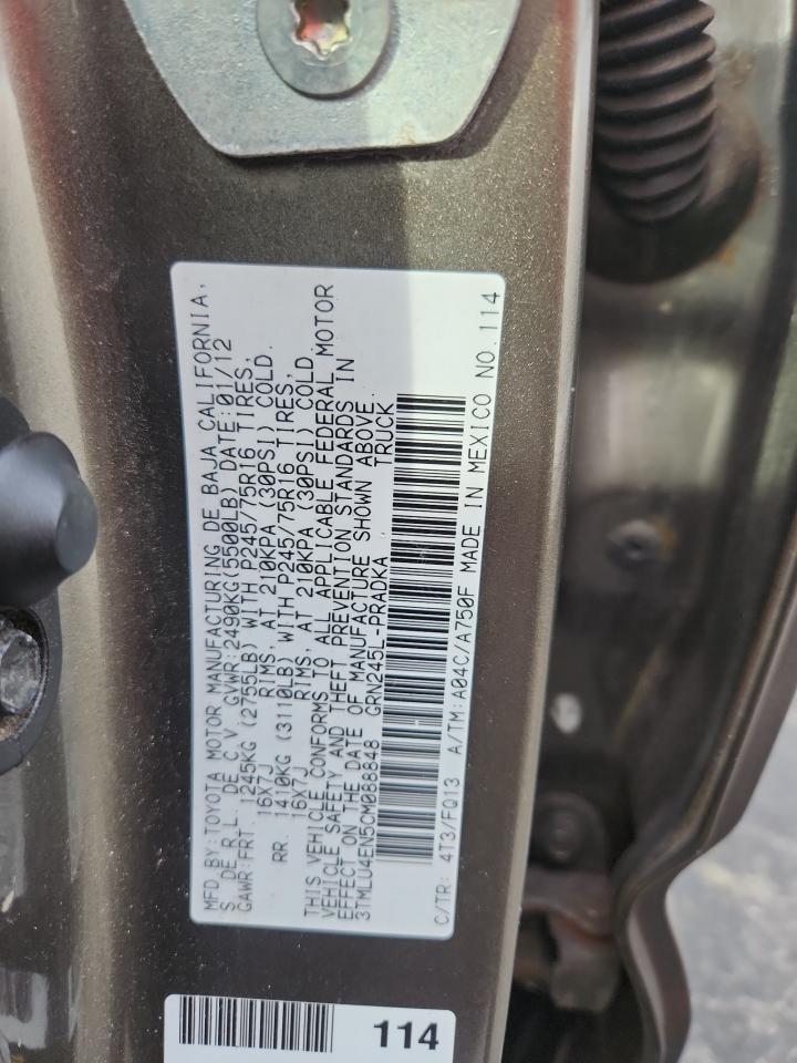 2012 TOYOTA TACOMA