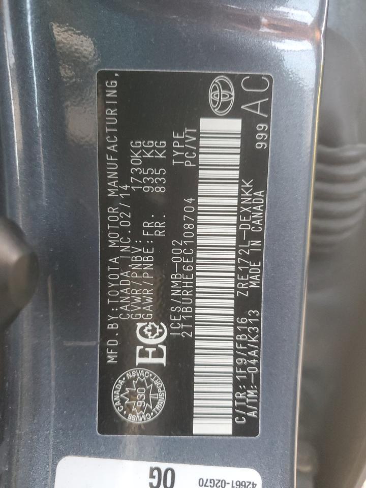 2014 TOYOTA COROLLA