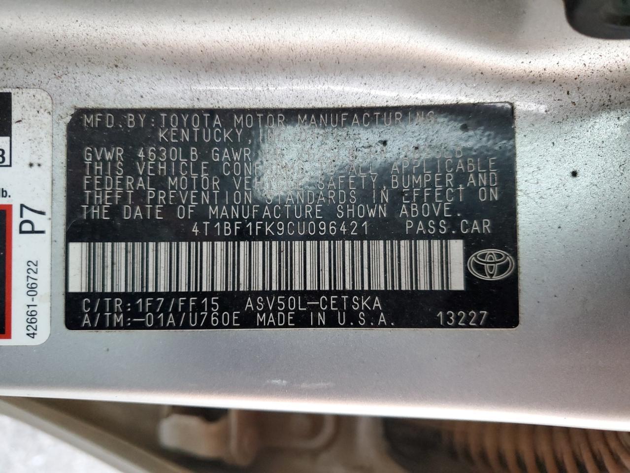 2012 TOYOTA CAMRY