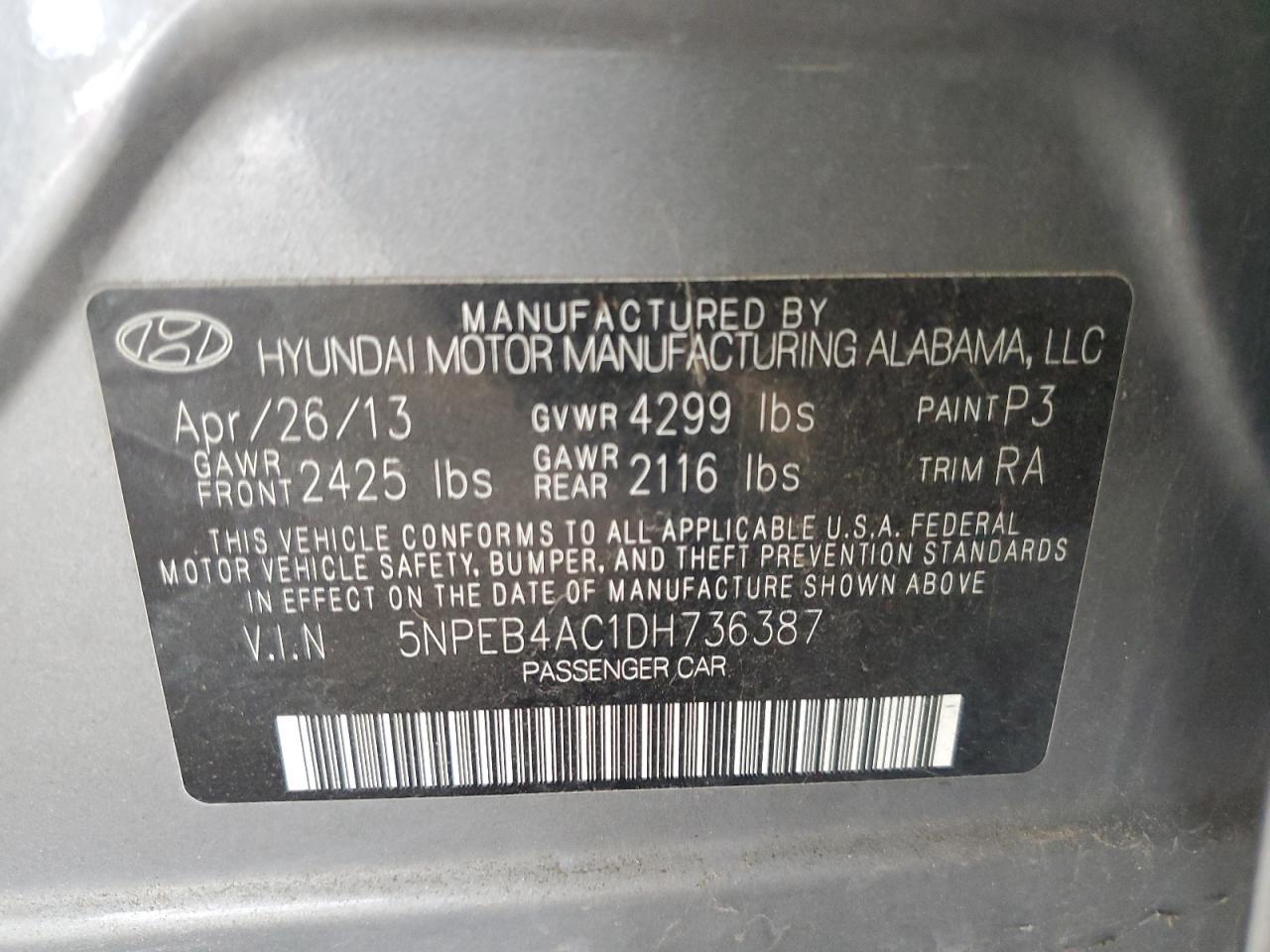2013 HYUNDAI SONATA
