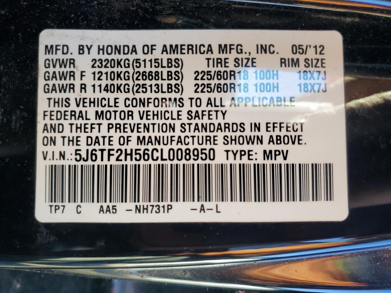 2012 HONDA Crosstour